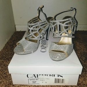 Caparros Poet Silver Glimmer Heels 6 Fancy Wedding